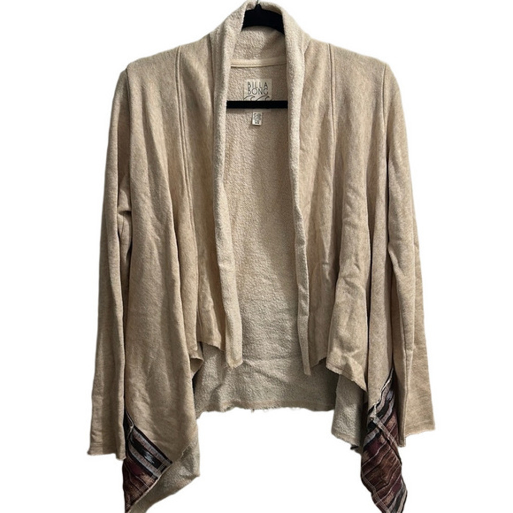 Billabong Cream Cardigan Asymmetrical Waterfall Knit